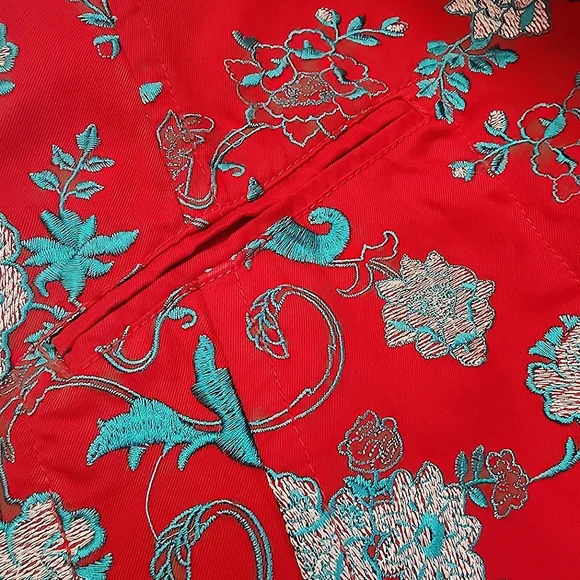 Johnny Was Floral Embroidered Coat Red Medium Like New *RARE FIND* - Picture 13 of 16